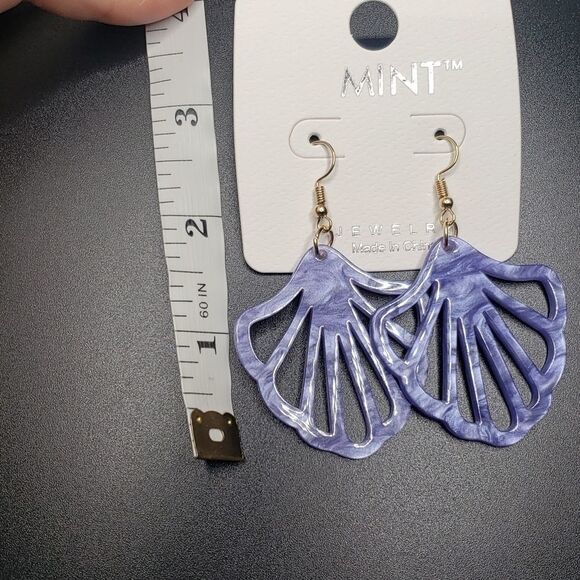 𝅺seashell irredescent earrings boho pearl look - Picture 2 of 2